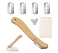 CLDURHGE Coltello per Panettiere con Manico in Legno, 1 Lama affilata e 5 Lame di Ricambio, Dimensioni 195x35mm, Tappetino da Forno 48x36cm, Ideale per Pane, Pizza, Dolci e Uso Professionale