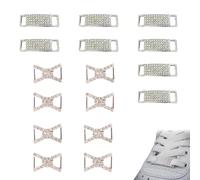 CLDURHGE Fibbia Lacci Scarpe Etichetta Scarpa con Strass e Fiocco - 16 Pezzi, 4 Paia di Fiocchi e 4 Paia di Decorazioni con Strass per Scarpe - Adatto a Sneakers, Scarpe Sportive e Casuali