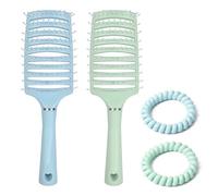 CLDURHGE Spazzola per Ricci e Capelli Mossi - Confezione con Pettine, Elastici per Capelli e Spazzola Rotante per Capelli Corti - Spazzola Districante- Wet Brush - Spazzola per Capelli Bagnati