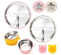 CLDY 2 piatti per bambini in acciaio inox con ventosa, senza BPA