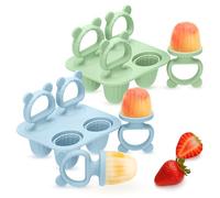 CLDY 2 set di 4 mini stampi per ghiaccio per bambini, riutilizzabili, 8 sacchetti in silicone alimentare, senza BPA, stampi per popsicle per bambini con bastoni, compatibile con lavastoviglie, per