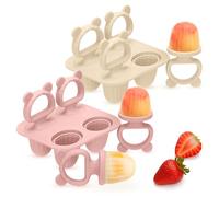 CLDY 2 set di 4 mini stampi per ghiaccio per bambini, riutilizzabili, 8 sacchetti in silicone alimentare, senza BPA, stampi per popsicle per bambini con bastoni, compatibile con lavastoviglie, per