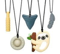 CLDY 5 collane sensoriali da masticare, giocattoli da masticare per autistici, ADHD, bisogni morsi bambini, collana in silicone per uso alimentare, massaggiagengive masticabile a motore orale, per