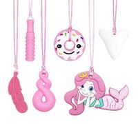 CLDY 6 collane sensoriali da masticare, giocattoli da masticare per autistici, ADHD, bisogni morsi bambini, collana in silicone per uso alimentare, massaggiagengive masticabile a motore orale, per