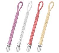 CLDY Catena per ciuccio, in cotone, con 4 pezzi, adattatore per ciuccio, adatto per ciucci, giocattoli per dentizione, per ragazze e ragazzi, per neonati essenziali, mantiene il ciuccio pulito