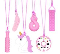 CLDY Chew Chain for Children, Pack of 6 Sensory Chewing Necklaces, Massaggiagengive in silicone senza BPA, Autism Toy for Boys and Girls, Perfect for Children with ADHD, Silicone Chew Charm