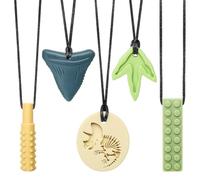 CLDY Collana da masticare per bambini, 5 pezzi Sensory, da masticare, in silicone, senza BPA, giocattolo autistico per ragazzi e ragazze, perfetto per bambini con ADHD, mordente, masticare le unghie