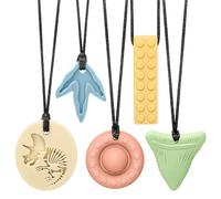 CLDY Collana sensoriale da masticare per autismo e ADHD - Confezione da 5 giocattoli da masticare in silicone per uso alimentare per bambini, senza BPA, massaggiagengive orale per ragazzi e ragazze