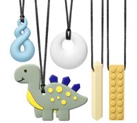 CLDY Collana sensoriale da masticare per autismo e ADHD - Confezione da 5 giocattoli da masticare in silicone per uso alimentare per bambini, senza BPA, massaggiagengive orale per ragazzi e ragazze