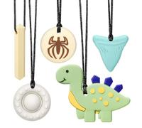 CLDY Collana sensoriale da masticare per autismo e ADHD - Confezione da 5 giocattoli da masticare in silicone per uso alimentare per bambini, senza BPA, massaggiagengive orale per ragazzi e ragazze