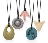 CLDY Collana sensoriale da masticare per autismo e ADHD - Confezione da 5 giocattoli da masticare in silicone per uso alimentare per bambini, senza BPA, massaggiagengive orale per ragazzi e ragazze