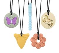 CLDY Collana sensoriale da masticare per autismo e ADHD - Confezione da 5 giocattoli da masticare in silicone per uso alimentare per bambini, senza BPA, massaggiagengive orale per ragazzi e ragazze