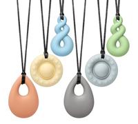 CLDY Collana sensoriale da masticare per autismo e ADHD - Confezione da 6 giocattoli da masticare in silicone per uso alimentare per bambini, senza BPA, massaggiagengive orale per ragazzi e ragazze