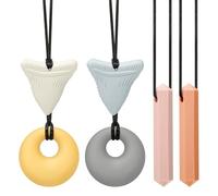 CLDY Collana sensoriale da masticare per autismo e ADHD - Confezione da 6 giocattoli da masticare in silicone per uso alimentare per bambini, senza BPA, massaggiagengive orale per ragazzi e ragazze