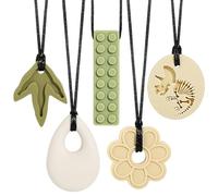 CLDY Collana sensoriale da masticare per autismo e ADHD - Confezione da 6 giocattoli da masticare in silicone per uso alimentare per bambini, senza BPA, massaggiagengive orale per ragazzi e ragazze