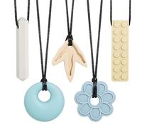 CLDY - Collana sensoriale da masticare per autismo e ADHD - Set di 5 giocattoli da masticare in silicone per uso alimentare per bambini, dentizione orale senza BPA, per ragazzi e ragazze