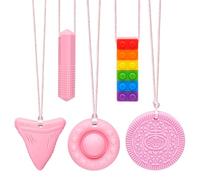 CLDY Collare sensoriale da masticare per autismo e ADHD - Set di 5 giocattoli da masticare in silicone per uso alimentare per bambini, senza BPA, machouyou 6 11 anni, machouyou