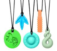 CLDY Collare sensoriale da masticare per autismo e ADHD - Set di 5 giocattoli da masticare in silicone per uso alimentare per bambini, senza BPA, machouyou 6 11 anni, machouyou