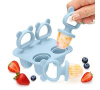 CLDY Mini stampi in silicone per ghiaccioli e gelati per bambini, 4 griglie da 17 ml, con 4 bastoncini riutilizzabili per uso alimentare, lavabili in freezer e lavabili in lavastoviglie (da -40 °C a