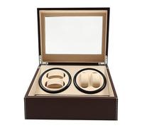 CLEADONG Caricatore automatico per orologi, marrone, scatola per orologi, in legno, con 4 orologi e 6 orologi per la conservazione e la presentazione, marrone