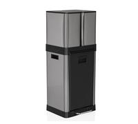 hjh OFFICE Cestino per cucina, sistema di separazione dei rifiuti a 3 scomparti, 2x 6L + 1x 20L CLEAN 3 cestino in acciaio, cestino interno, 32 litri, argento