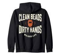Clean Beads Dirty Hands Welder Life Design Saldatore Felpa con Cappuccio