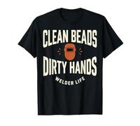Clean Beads Dirty Hands Welder Life Design Saldatore Maglietta