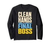 Clean Hands Final Boss Hygiene Humor Maglia a Manica