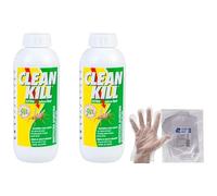 CLEAN KILL Insetticida Acaricida Microincapsulato No Gas, Ideale per Interni ed Esterni, Attivo per Oltre 2 Mesi, Ricarica da 1000ml (2 Flaconi) + 100pz Guanti HDPE Monouso