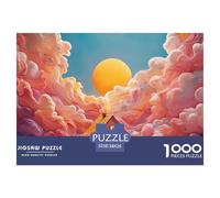 Clean Lines Pink House Illustration 1000 Pezzi Cartoncino Premium Puzzle Magical Cloud Cabin Immagini Vibranti Gioco Creativo Puzzle Per Adulti E Bambini 38x26cm/1000pcs