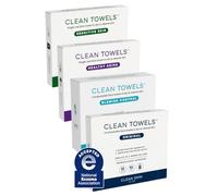 Clean Skin Club Clean Towels, set da viaggio XL Varietà da 4 pezzi, asciugamani usa e getta, include originale, sensibile, controllo delle imperfezioni e invecchiamento sano, 40 pezzi in totale, 10