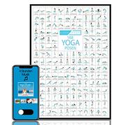 CLEAN SPORTS® Poster yoga DIN A2, 168 pose e asana, accessori per studi di yoga e casa, idea regalo perfetta, esercizi chakra per principianti e professionisti, con musica yoga | senza cornice