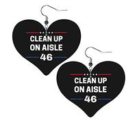 Clean Up On Aisle 46 Orecchini in pelle per donna Orecchini pendenti con ciondolo a forma di cuore con gancio Regali per ragazza adulta