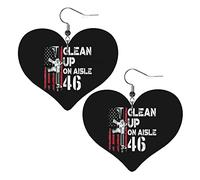 Clean Up On Aisle 46 Orecchini in pelle per donna Orecchini pendenti con ciondolo a forma di cuore con gancio Regali per ragazza adulta