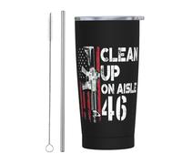 Clean Up On Aisle Bicchiere da viaggio sottile in acciaio inossidabile 46 Tazza da caffè sottile isolata a doppia parete da 20 Oz con coperchio antispruzzo, cannuccia e spazzola per la pulizia per uf