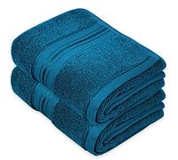Cleanbear Asciugamani da bagno spessi in cotone, confezione da 2 (blu pavone), 33 x 71 cm