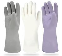 Cleanbear Guanti in gomma senza odore, riutilizzabili, senza lattice, per lavare i piatti e la pulizia della casa, 3 paia di guanti per la pulizia con 3 colori per diversi modi