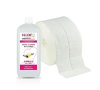 Cleaner per unghie al profumo di vaniglia 570 ml+rotolo di salviette pad da 1.000 pezzi-Pulitore Nail utilizzato per pulire e sgrassare in qualità da studio