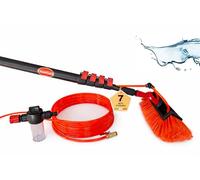 CleanFastX Italia | Idrospazzola Multiples Estensibile 7 Metri per Lavaggio Tapparelle Vetrate Camper Auto Barca Pannelli Solari | Kit Pulizia Pannelli Fotovoltaici | Dispenser di Sapone Integrato