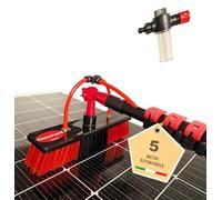 CleanFastX ITALIA | Kit Pulizia Pannelli Fotovoltaici | Estensibile 5 Metri | Spazzola per Lavaggio Tapparelle Vetrate Camper Barca Pannelli Solari | Idrospazzola con Dispenser di Sapone Integrato