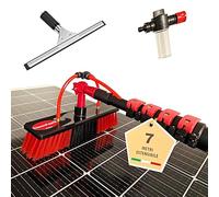 CleanFastX ITALIA | Kit Pulizia Pannelli Fotovoltaici | Estensibile 7 Metri | Spazzola per Lavaggio Tapparelle Vetrate Camper Barca Pannelli Solari | Idrospazzola con Dispenser di Sapone Integrato