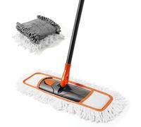 CLEANHOME Il set di lavapavimenti contiene 2 testine di ricambio spesse e | Un mocio telescopico lungo 141 cm adatto per la pulizia dei pavimenti in soggiorno, camera da letto e cucina e corridoio