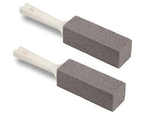 Cleaning Block WC, pietra per la pulizia del WC con manico, 1 pezzo (confezione da 2), grigio