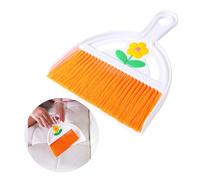 Cleaning Brush Set with Soft Lip Orange Reusable Dustpan and Brush Combo