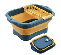 Cleaning Bucket, Portable Dish Pan, Foldable Basin with Drain Plug, Multi Use Design, Compact Lightweight Style, 10L Capacity, Excellent for RV, Camping, Kitchen, Laundry Tasks