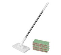 Cleaning Mop, Face Towel Mop with 4 Reusable Cloths, Press Clamp WipesMop for Kitchen Bathroom Bedroom, Daily Floor Cleaning in Compact Living or MultiSurface Homes, 100cm Long