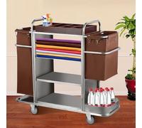 Cleaning Trolley with Removable Bags and Locking Wheels, Compact for Hotels and Apartments, Durable Design for Efficient Service and Organization
