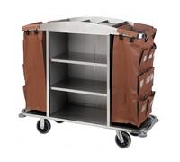 Cleaning Trolley with Removable Bags and Locking Wheels, Compact for Hotels and Apartments, Durable Design for Efficient Service and Organization