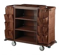 Cleaning Trolley with Removable Bags and Locking Wheels for Efficient Hotel and Apartment Maintenance