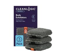 Cleanlogic Detoxifying Charcoal Infused Exfoliating Body Scrubber, Removes Dry and Damaged Skin, Vegan Friendly, Suitable for all Skin Types, Pack of 3